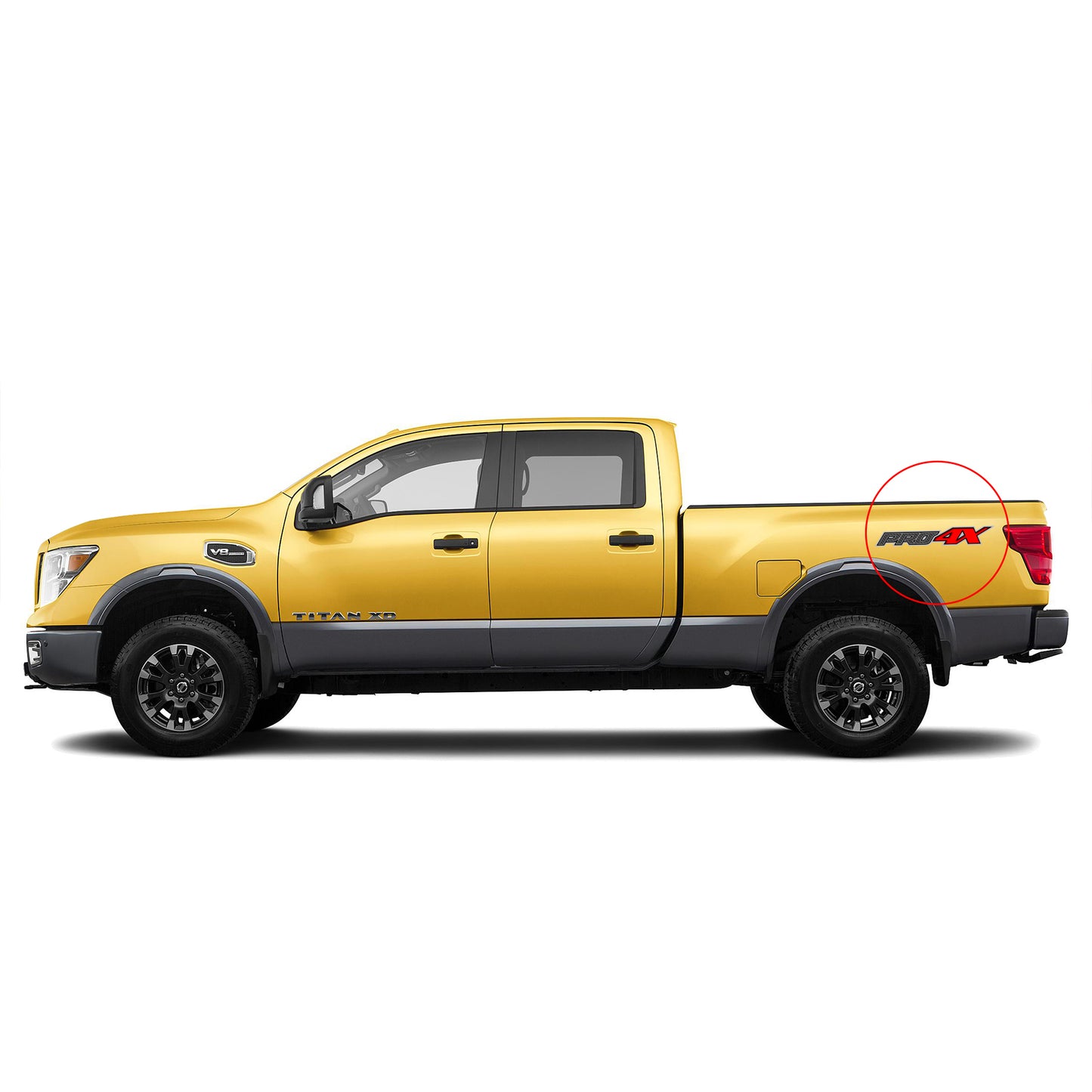 Set of 2: PRO-4X CF 2015-2019 Nissan Titan XD pickup truck bedside full color decal - US Rallystripes