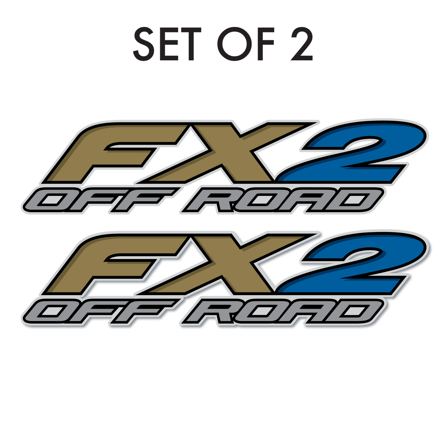 Set of 2: FX2 off-road pre-cut decal for pickup truck bedside - US Rallystripes