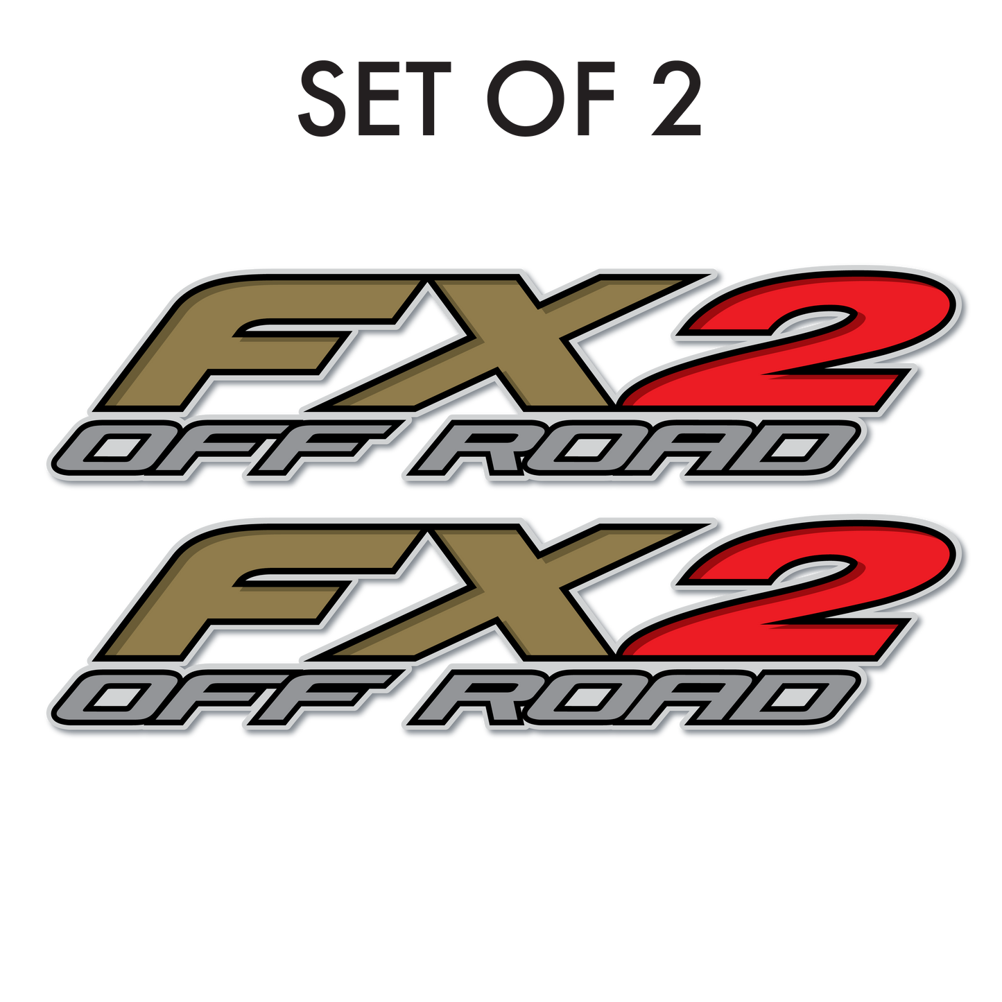 Set of 2: FX2 off-road pre-cut decal for pickup truck bedside - US Rallystripes