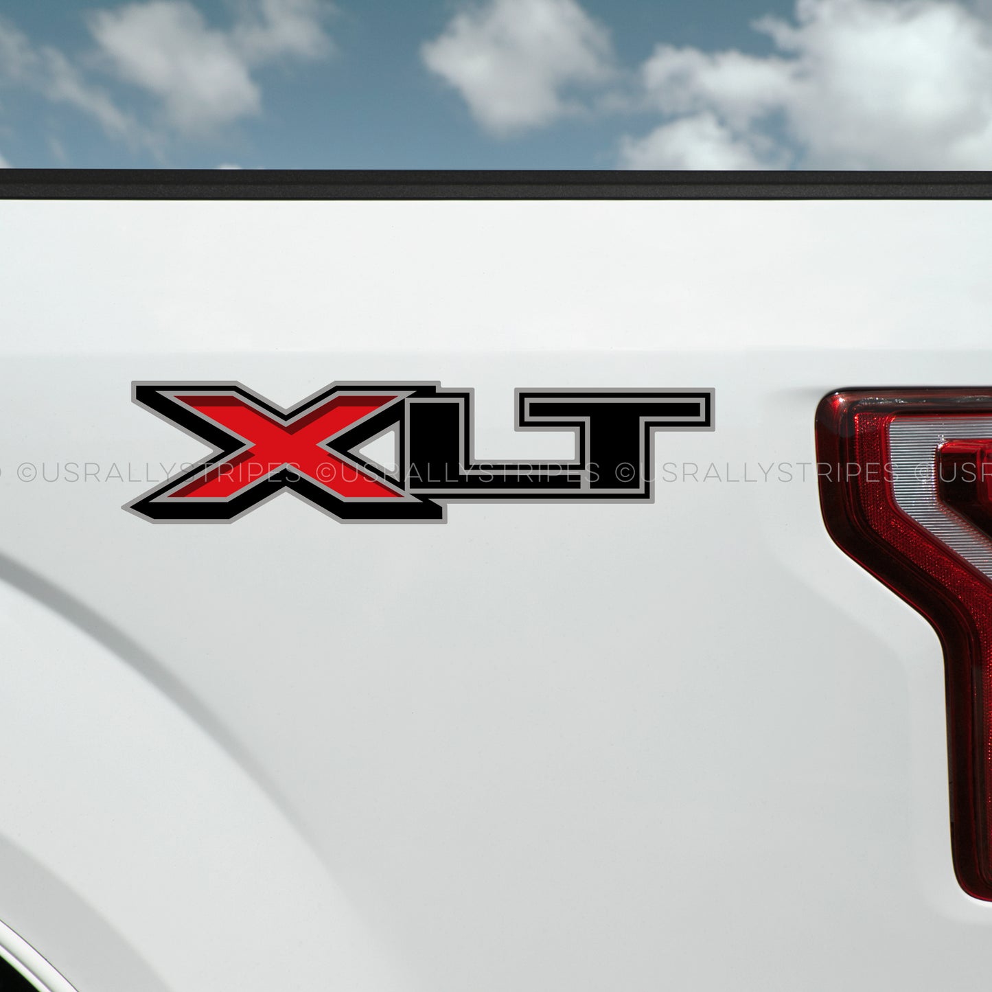 Set of 2: XLT vinyl sticker fits 2019 Ford F-150 F-250 pickup truck bedside - US Rallystripes