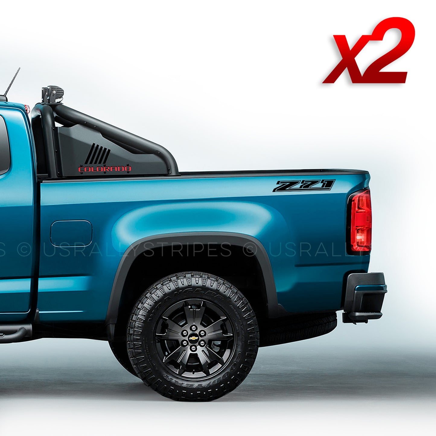 Set of 2: Z71 decal for 2014-2019 Chevrolet Colorado pickup truck bedside - US Rallystripes