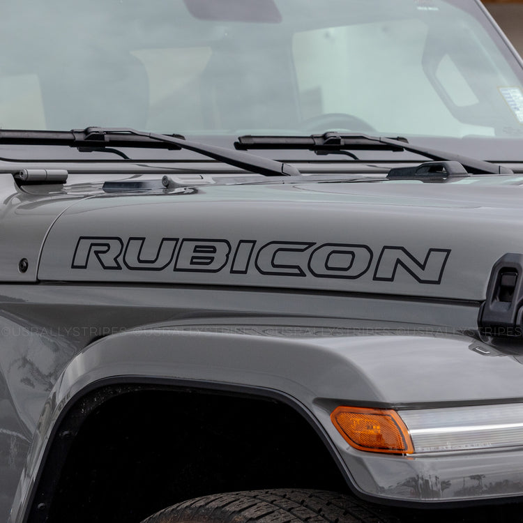 Rubicon outlined hood vinyl decal set for 2018-2022 Jeep Wrangler JL