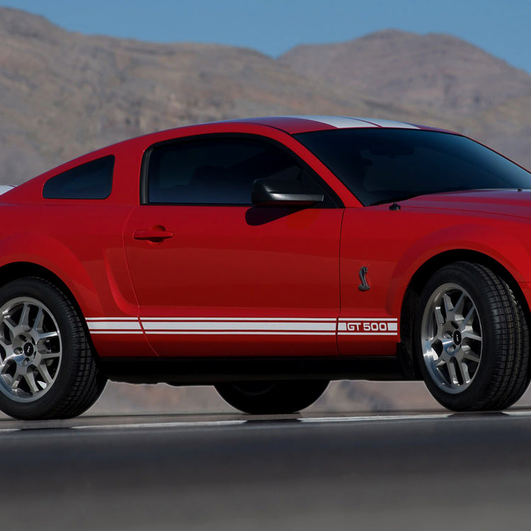 GT 500 rocker stripes pre-cut vinyl decal set fits 2007 Ford Mustang Shelby Cobra