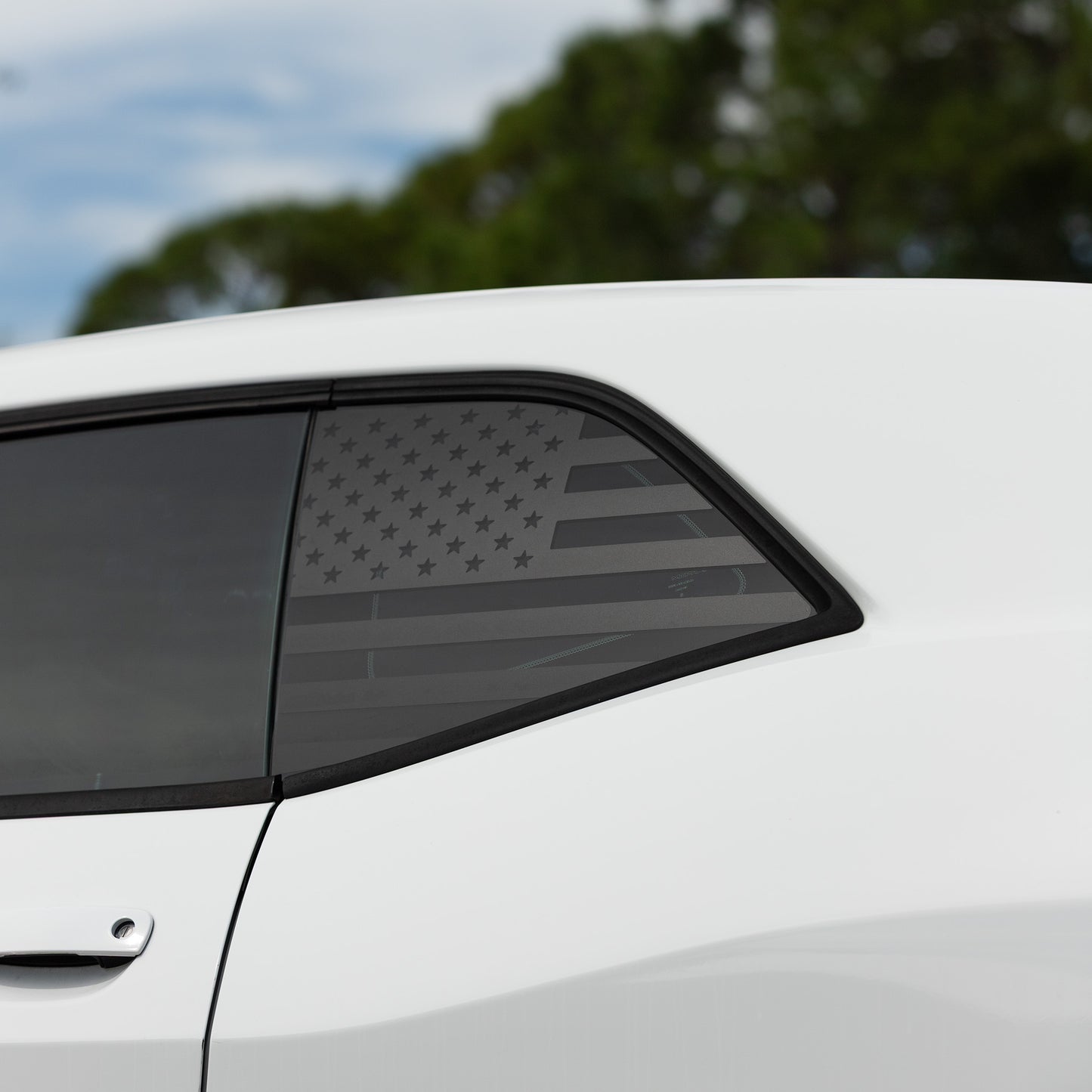 American flag quarter window precut vinyl decal fits 2008-2023 Dodge Challenger
