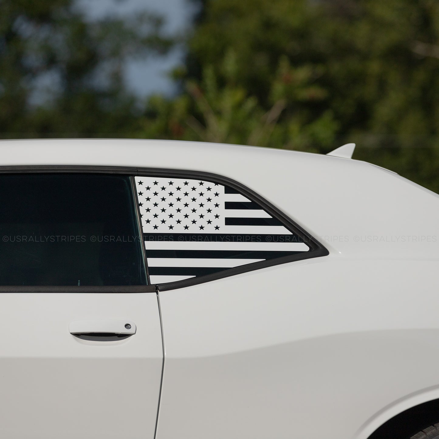 American flag quarter window precut vinyl decal fits 2008-2023 Dodge Challenger