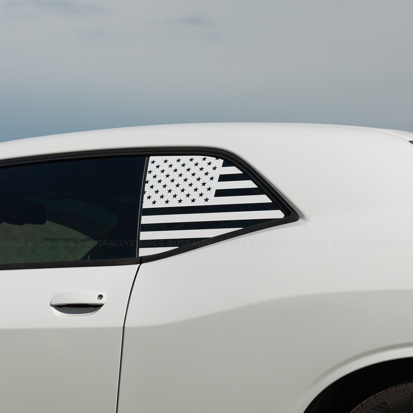 American flag quarter window precut vinyl decal fits 2008-2023 Dodge Challenger