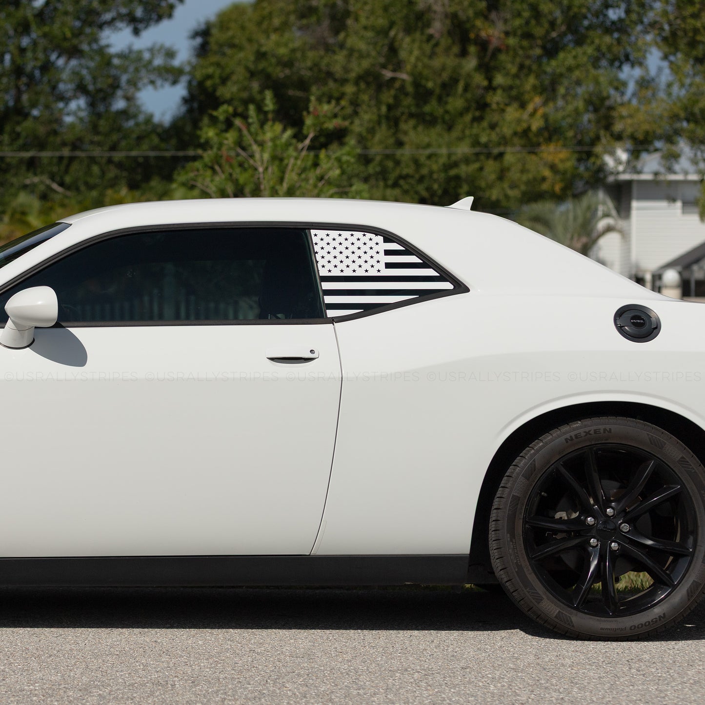American flag quarter window precut vinyl decal fits 2008-2023 Dodge Challenger