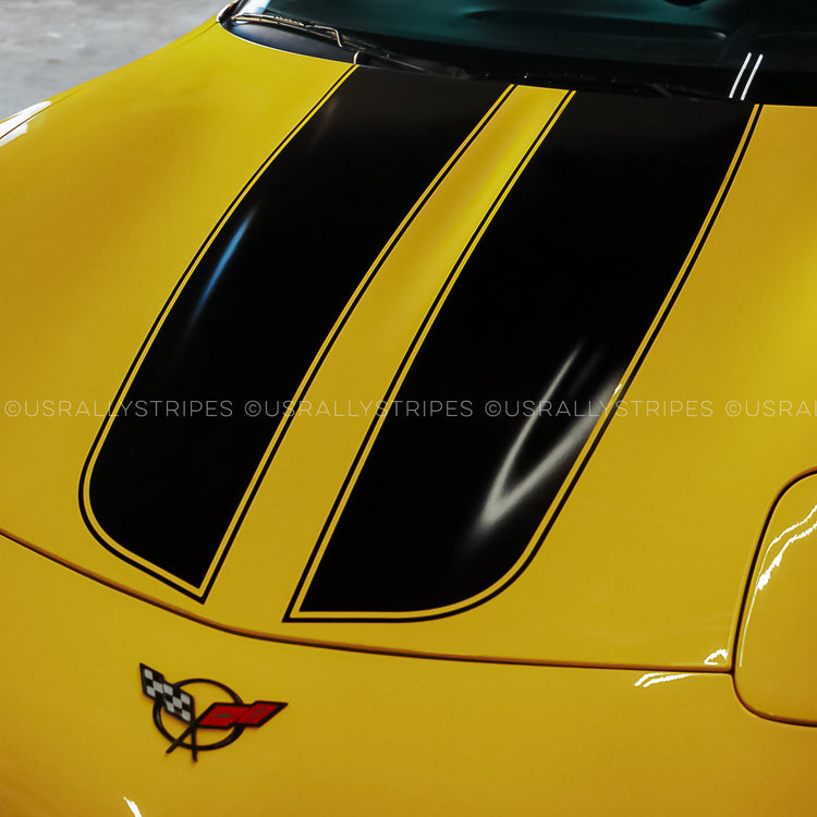 Racing stripes pre-cut decal set fits Chevrolet Corvette C5 fastback coupé 1997-2004 - US Rallystripes