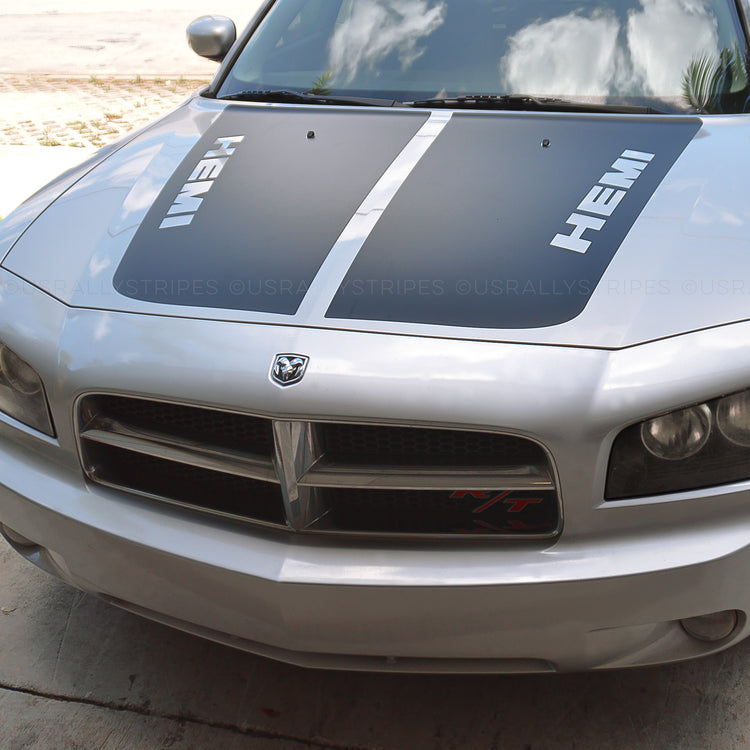 HEMI style hood stripes pre-cut decal set for Dodge Charger 2006-2010 - US Rallystripes