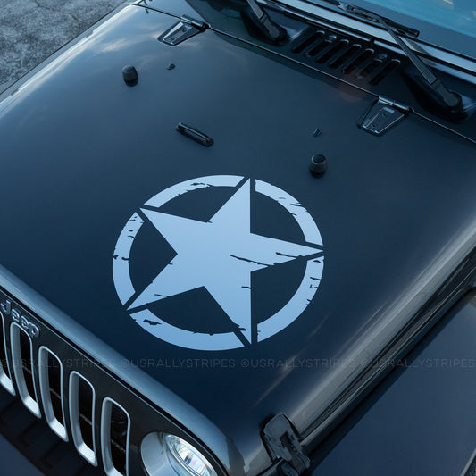 Distressed military star vinyl decal for Jeep accessory