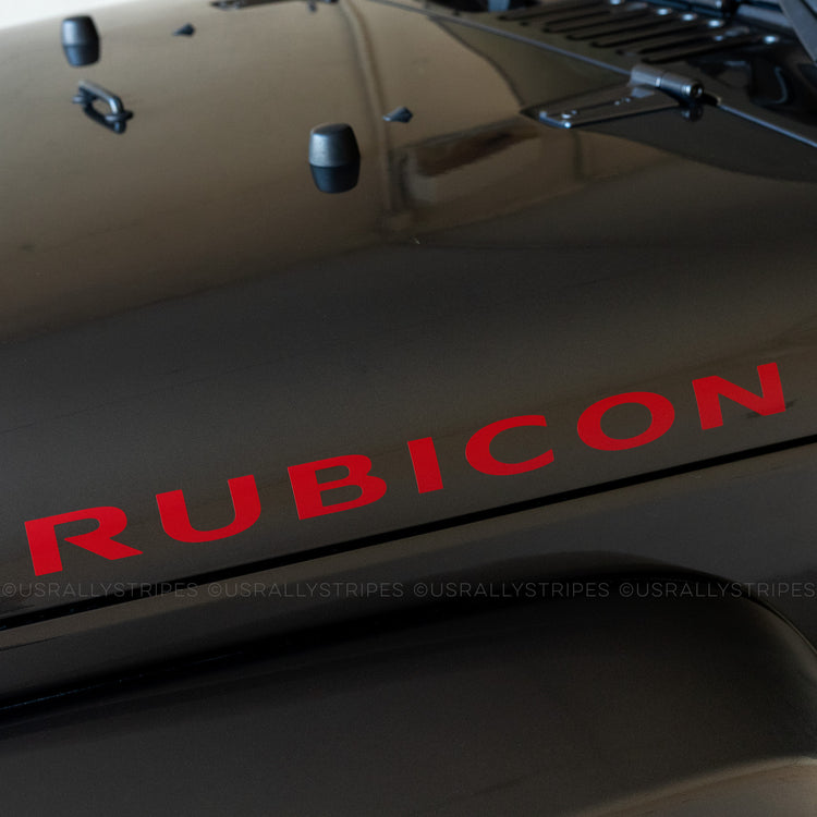 Rubicon vinyl decal set fits Jeep Wrangler 2007-2016 hood