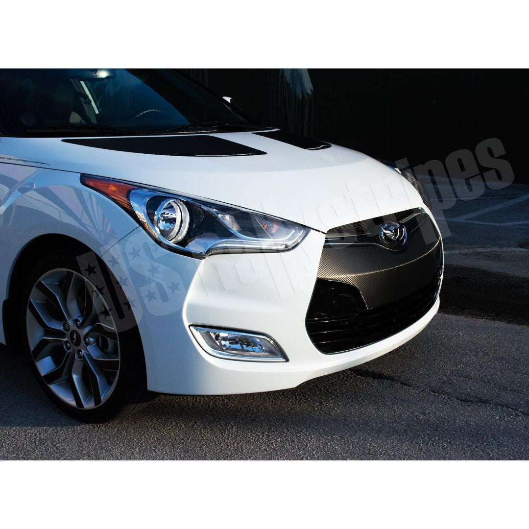 Hyundai Veloster 2011 & Up hood insert w/ hood vents pre-cut decal set - US Rallystripes