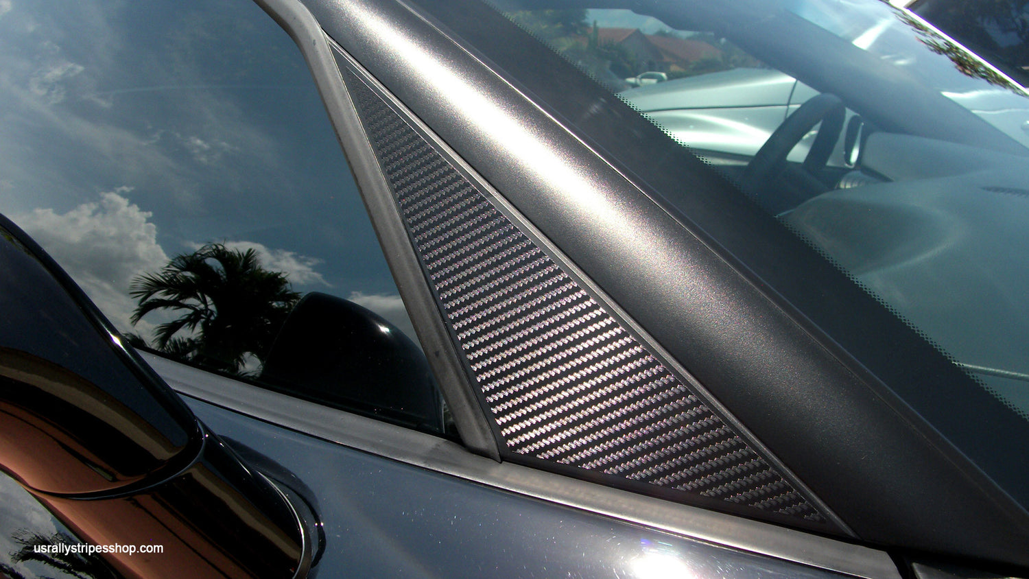 Set of 2: 3D carbon fiber pillar trim pre-cut vinyl sticker for Chevrolet Corvette C6 2005-2013 - US Rallystripes