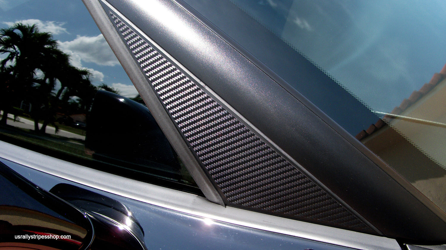 Set of 2: 3D carbon fiber pillar trim pre-cut vinyl sticker for Chevrolet Corvette C6 2005-2013 - US Rallystripes