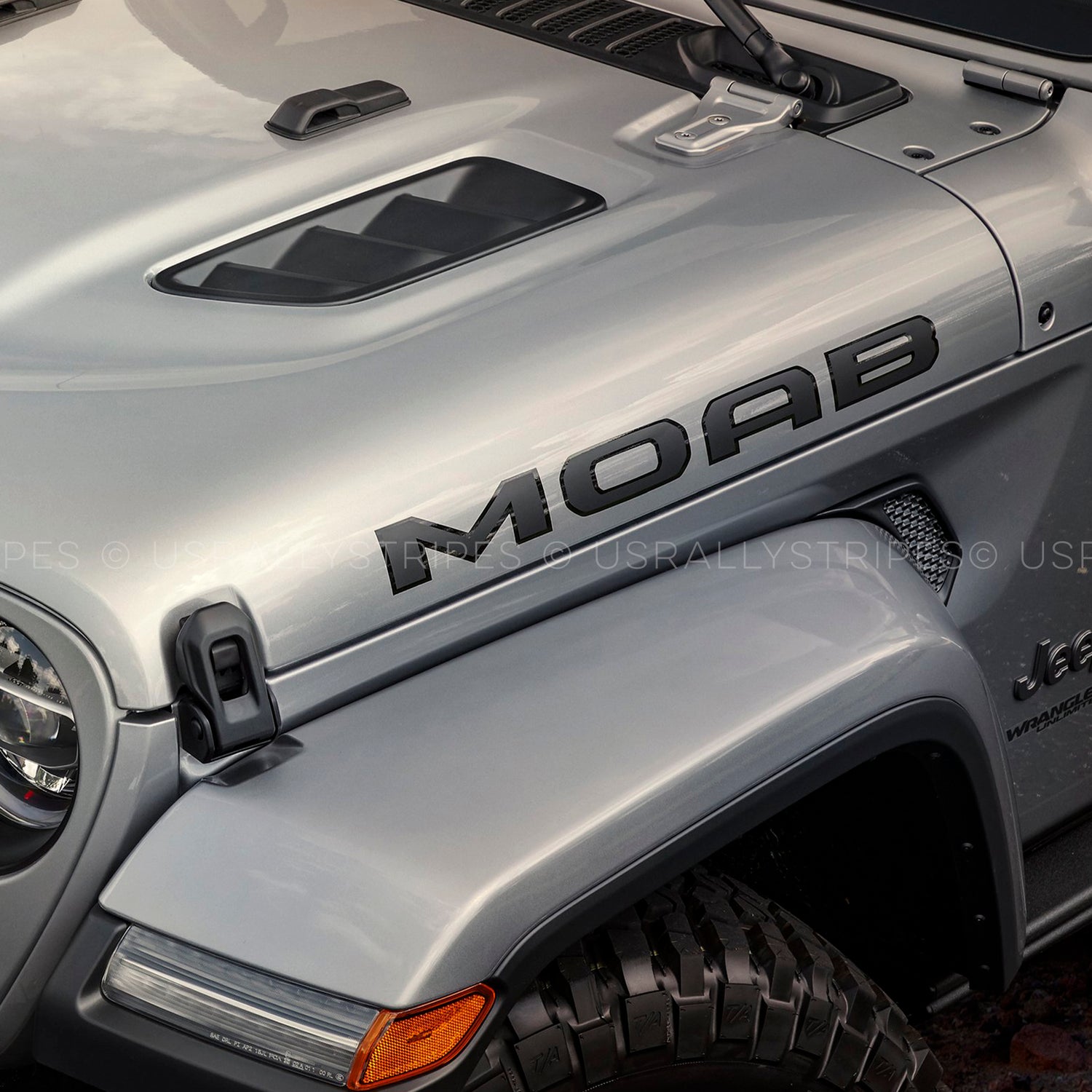 MOAB hood decal set w/ outline fits 2019 Jeep Wrangler - US Rallystripes