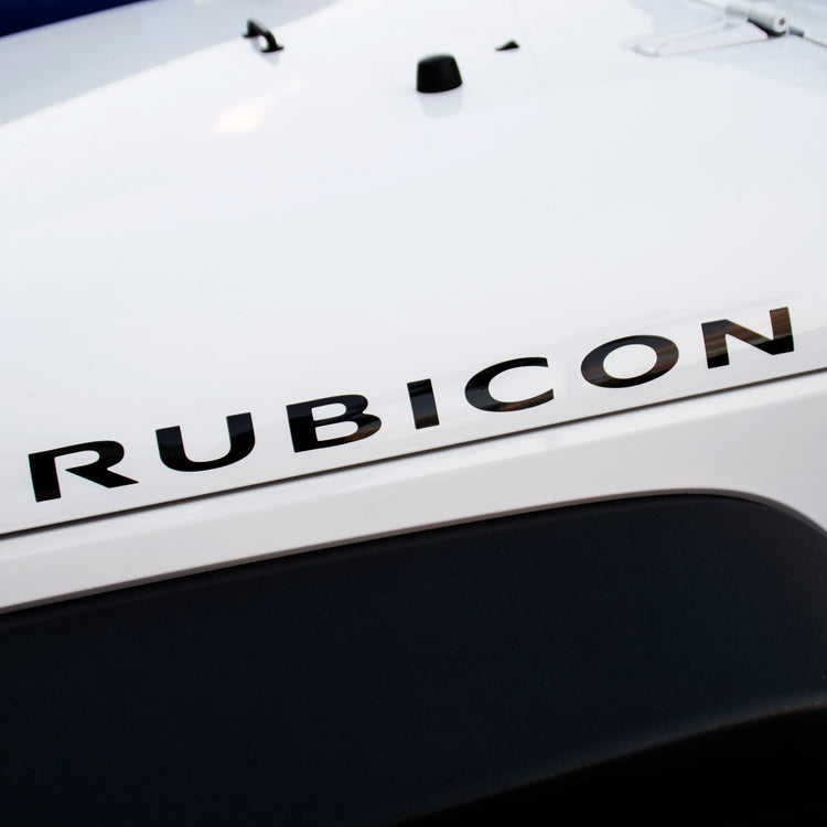 Rubicon vinyl decal set fits Jeep Wrangler 2007-2016 hood