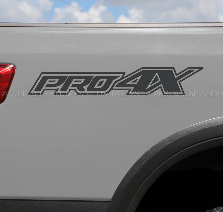 Set of 2: PRO-4X 2015-2019 Nissan Titan XD pickup truck bedside die-cut decal - US Rallystripes